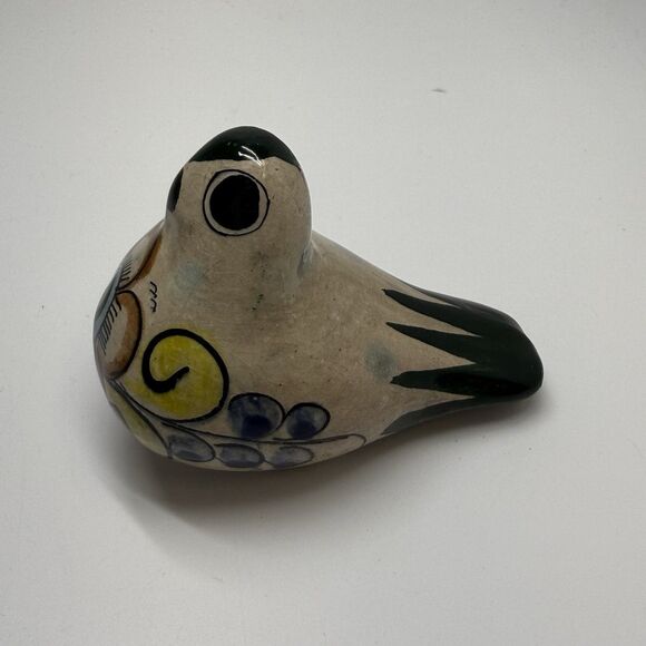Vintage Tonala Mexico Ceramic Pottery Hand Pained Glazed Bird Signed Figurine - Picture 3 of 8
